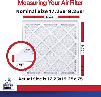 Filter King 17.25x19.25x1 Air Filter | 6-PACK | MERV 11 HVAC Pleated A/C Furnace Filters | MADE IN USA | Actual Size: 17.25 x 19.25 x .75"