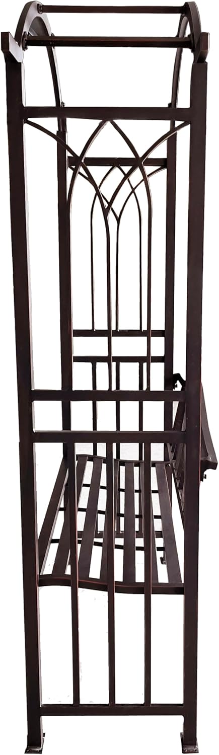 Bronze Aluminum Garden Arbor Arch with 2-Seater Bench