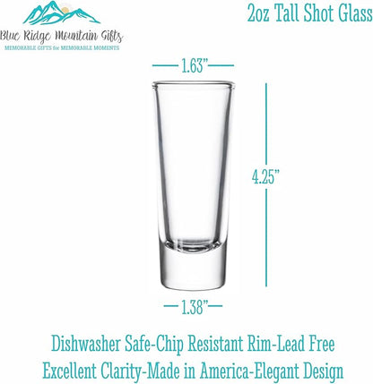 Custom Engraved Shot Glass – 2oz Tall Clear Glass – Personalized Gift for Wedding Party – Classic Etched Barware Keepsake for Groomsmen, Bridesmaids, and More (4)