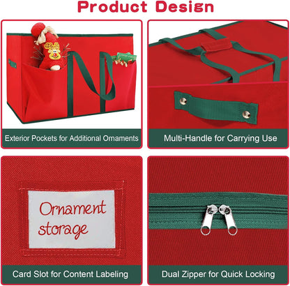 Christmas Nutcrackers Storage Box Stores 8 Figurines 15 " Storage Container | Large Ornaments Storage Box and More - Holiday Decor Organizer with Adjustable Dividers, Xmas Decorations Accessories Boxes