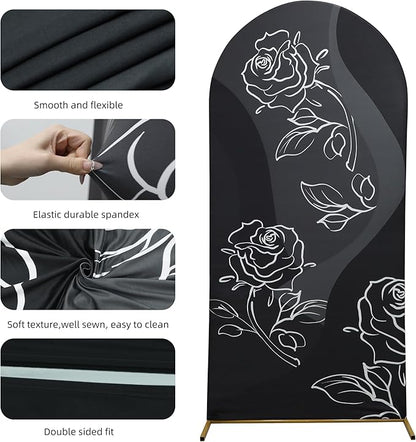 Wedding Arch Cover 7.2FT Spandex Arch Backdrop Cover Stretchy Backdrop for Wedding Birthday Party Decoration Baby Shower