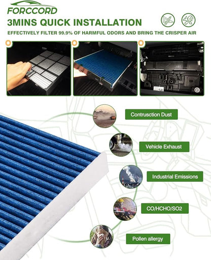 2 PACK HEPA Cabin Air Filter Fits for Hyundai Elantra, Ioniq 5, Santa Fe, Sonata, Tucson & Kia K5 Activated Carbon Cabin Filter Replacement 97133L1000 Car Accessories