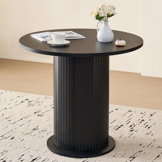 31.5" Round Dining Table for 2, Modern Small Pedestal Kitchen Table, Space Saving, for Apartment Dining Living Room,Black