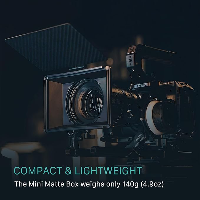 Tilta Mini Matte Box | 15mm Rod Adapter & 4 Lens Adapters | Lightweight | Filter Support | Top Flag | Dual Cold Shoe Mount | Designed for Mirrorless, DSLR | MB-T15