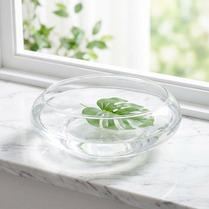 Glass Bowl Candle Holders Elegant Minimalist Design 2pcs for Floating Candles 7.1" 5.9" for Wedding Table Decor and Home Centerpieces