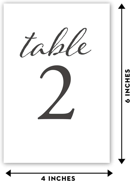 Black Wedding Table Numbers, 1-25, Centerpiece Decorations, Double Sided 4x6, Numbers and Head Table Card Included