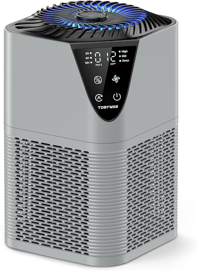 Air Purifiers for Home Large Room up to 1750 Sq Ft, H13 True HEPA Filter Air Purifiers for Bedroom, 25dB Quiet with Fragrance Diffuser for Home, Bedroom,Office (Gray)