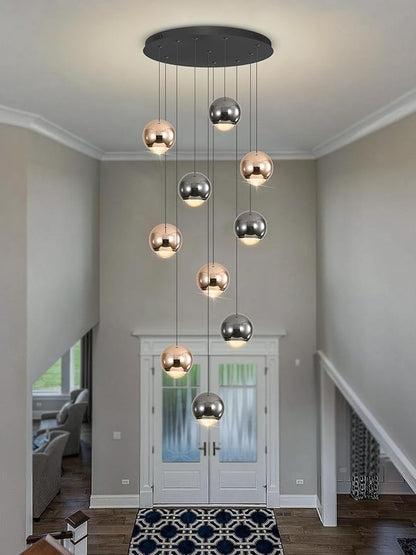 10-Light LED Staircase Chandelier Crystal Ceiling Lights Large Chandeliers for High Ceilings, Entryway Modern Lighting Fixture Villas and Stairs