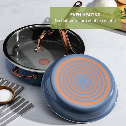 T-Fal Preserve Ceramic Nonstick Frying Pan Skillet 12-inch, Made without PFOA and PTFE, Oven Broiler Safe up to 350°F Cookware, InoCeram Glide Technology, Frying Pan, Skillet Pots & Pans, Blue