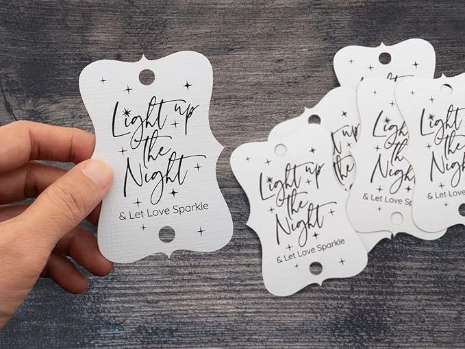 Summer-Ray 50pcs Light up The Night & Let Love Sparkle Wedding Sparkler Tags (White)