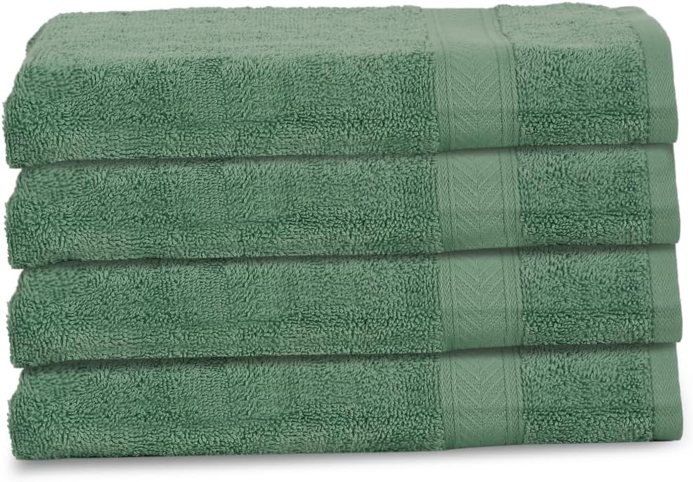 Casa Lino 4 Pack Hand Towels for Bathroom, 18"x28", 100% Cotton, Ultra Soft & Highly Absorbent, Premium Luxury Towels for Gym, Shower, Hotel, New Apartment Essentials, Green