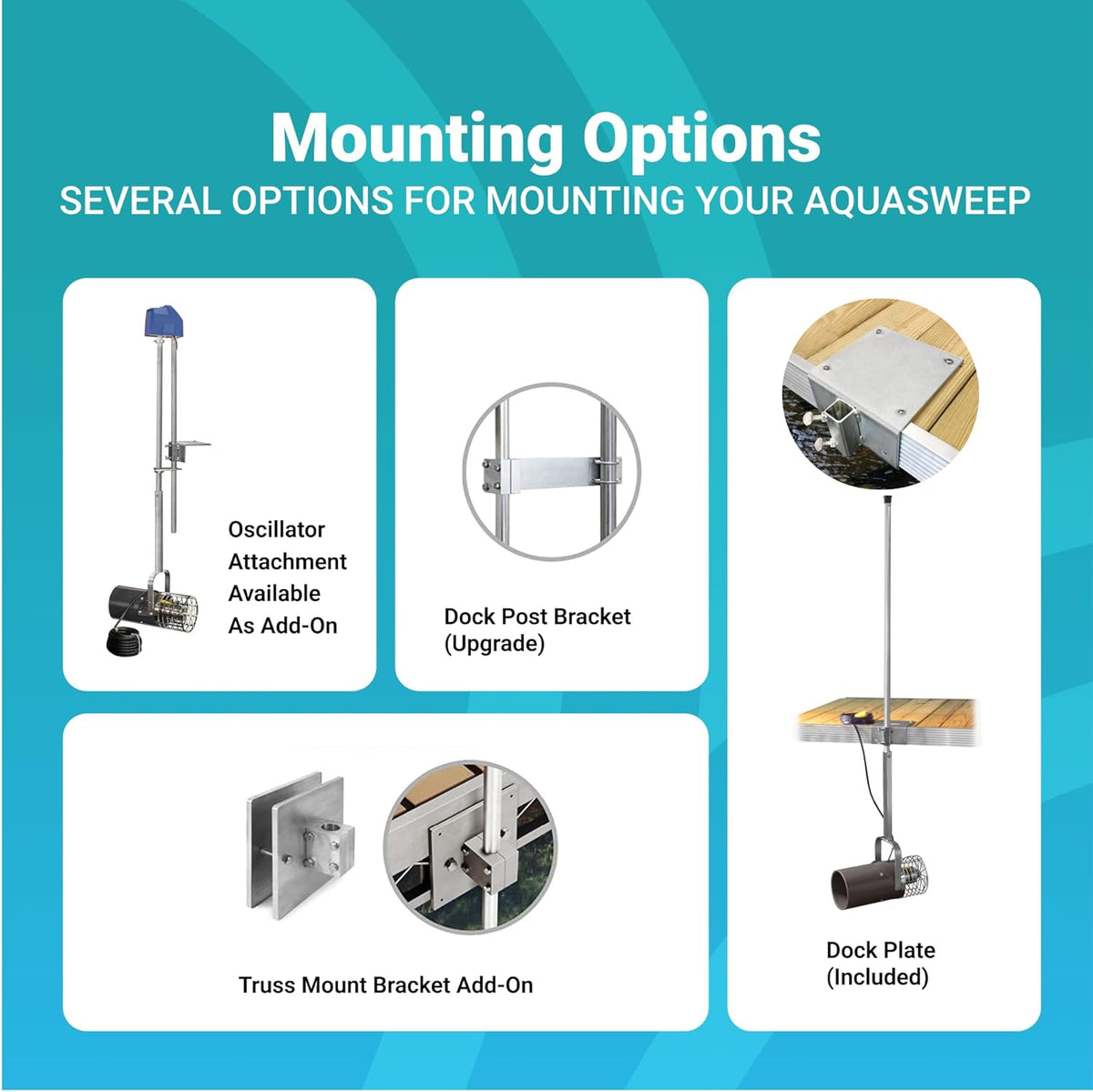 Scott Aerator 3/4 Horse Power 230V Muck Blaster - 50ft Cord | 3/4 Horse Power Aquasweep w/Dock Mount | Water Circulator | Water Agitator | Water Mover | Muck Blower