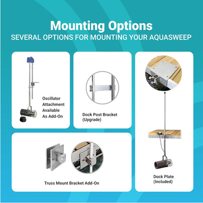 Scott Aerator 3/4 Horse Power 230V Muck Blaster - 50ft Cord | 3/4 Horse Power Aquasweep w/Dock Mount | Water Circulator | Water Agitator | Water Mover | Muck Blower