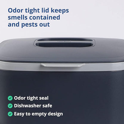 Blue Ginkgo Kitchen Compost Bin [5L / 1.32 GAL] – Filter-Free, Odor-Tight Countertop Food Waste Pail with Handles (Made in Korea, Gray)