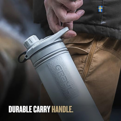 GRAYL GeoPress 24 oz Water Purifier Bottle - Filter for Hiking, Camping, Survival, Travel (Peak White)