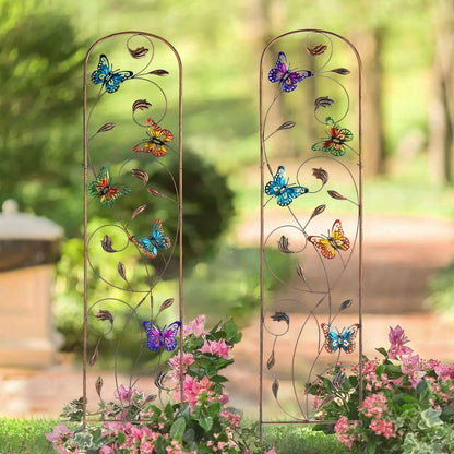 SUNNYPARK Set of 2 Butterfly Metal Garden Trellis for Climbing Plants, Decorative Vegetables Flowers Vine Trellis for Outdoor Patio 60'' H x 11'' W