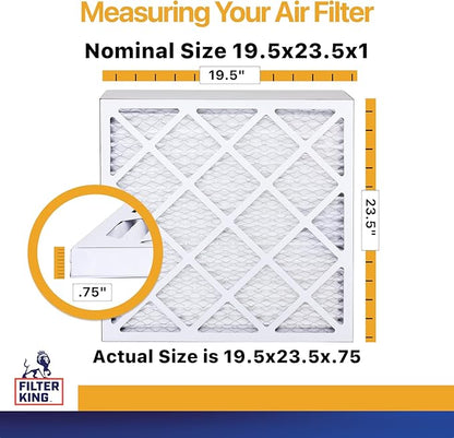 Filter King 19.5x23.5x1 Air Filter | 4-PACK | MERV 13 HVAC Pleated A/C Furnace Filters | MADE IN USA | Actual Size: 19.5 x 23.5 x .75"