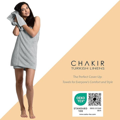 Chakir Turkish Linens, 100% Cotton Premium Quality Turkish Bath Sheets (35''x70'' Large Bath Sheet Towels - Silver Gray)