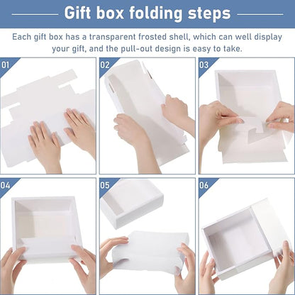 Roowest 50 Sets Kraft Soap Boxes Rectangle Packaging Box with Window Homemade Gift Box with Blank Tags and Jute String for Jewelry Candy Wrapping Party Favor(6.5 x 6.5 x 2 Inch,White)