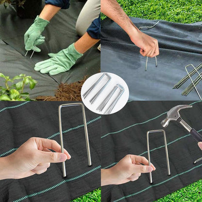 8 Gauge Ground Staples 4 Inch Yard Staples 16Pack Landscape Garden Lawn Ground Barrier Cover Wire Heavy Duty U Stakes Pins