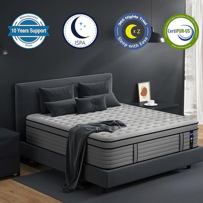 DIFAME Full Size Mattress, 11.7 Inch Firm Hybrid Full Mattress in a Box with Gel Memory Foam, Pressure & Back Pain Relief, Individually Pocket Spring, Edge Support, 100-Night Trial, CertiPUR-US
