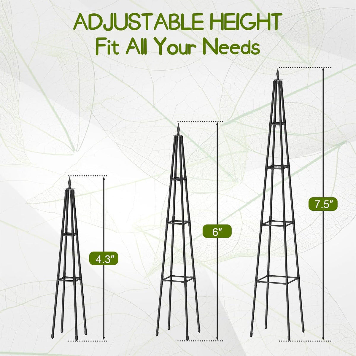 Obelisk Trellis for Climbing Plants Outdoor,6 Ft Garden Trellis for Potted Plants, Metal Trellis with Anti-Rust Coated for Potted Plants Indoor, Plant Support for Vegetables, Vines