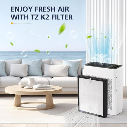 TZ-K2 Replacement Fil-ter Compatible with ToLife TZ-K2 Air Puri-fier for Home Large Room, 3-in-1 HEPA High-Efficiency Activated Carbon TZ-K2-A Fil-ter, 3 Pack