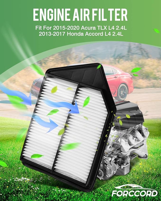 Cabin & Engine Air Filter Fit for Honda Accord 2.4L (2013-2017), Acura TLX 2.4L (2015-2020) Activated Carbon Cabin Filter Replacement Air Filter CF10134 CA11476 Car Accessories