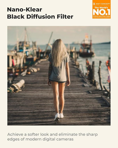 K&F CONCEPT 52mm Black Diffusion 1/8 Filter, Mist Dreamy Cinematic Effect Filter for Video/Vlog/Portrait Photography K-Series