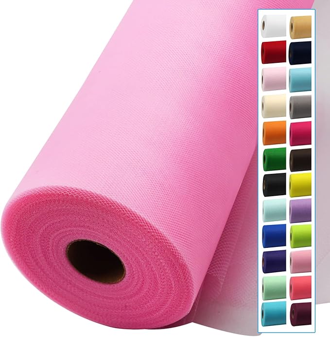 Pink Tulle Fabric Rolls 54 Inch by 40 Yards Tulle Bolt Spool for Wedding Decorations DIY Tutu Baby Shower Table Skirt Ceiling Decor Birthday Party Craft Supplies