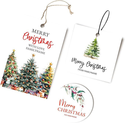 Custom Gift Tags - Personalized Hang Tags for Christmas Presents, Custom Christmas Tags