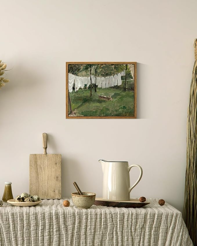 InSimSea Framed Wall Art for Living Room for Living RoomVintage Laundry Room Art Print Antique Oil Painting Country Landscape Vintage Wall Art CanvasFor Living Room Bedroom OfficeGallery 8x10in