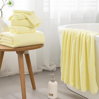 4 Piece Bath Towel Set 35"x70"Oversized Bath Towel for Bathroom Ultra Soft Fluffy Extra Large Bath Sheet Luxury Premium Bathroom Towel Highly Absorbent Quick Dry Shower Towel for Hotel Spa,Yellow