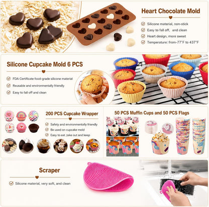 Cake Decorating Kits 567 PCS Baking Set with Springform Pans Set, Rotating Turntable, Decorating Tools, Cake Baking Supplies for Beginners and Cake Lovers (567 PCS Cake Decorating Kits)