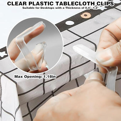 48 Pcs Plastic Table Cloth Holder - Clear Clips for Outdoor Picnic Tables, Skirt Clip to Hold Down Tablecloth for Party Events