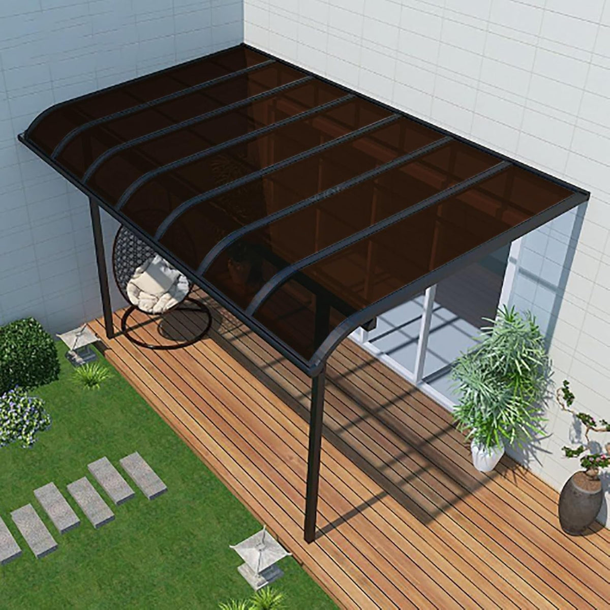 Daylighting Roof Panels Outdoor Sunshade Canopy Panels Greenhouse Panels Not Easy to Deform Easy to Assemble for Outdoor Shed Panels.(Brown,2.62x19.7ft)