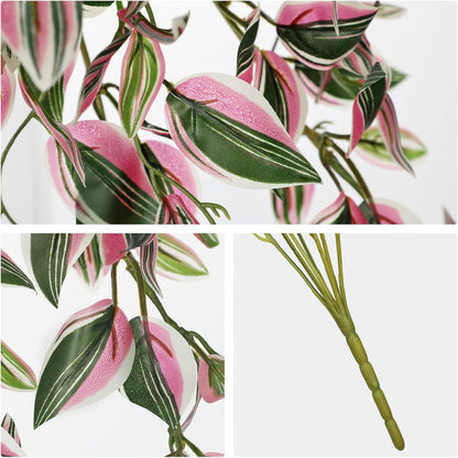 DILATATA Fake Hanging Plants Artificial Hanging Plants 22" Faux Wandering Jew Hanging Leaves Plant for Wall Shelf Home Indoor Outdoor Decor - 5 Pack