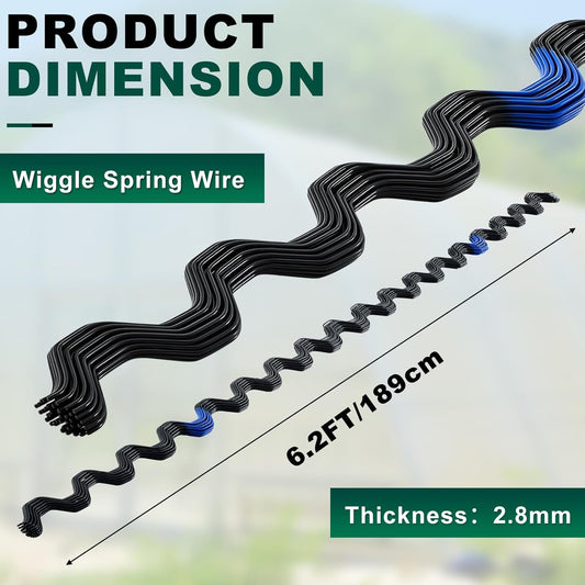 40 Pcs 6.6 ft PVC Coated Greenhouse Swing Spring Wire Greenhouse Spring Lock Wire for Fix Attachment Plastic Poly Film and Shade Cloth