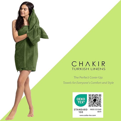 Chakir Turkish Linens Premium Cotton Absorbent Turkish Towels (8-Piece Towel Set, Moss)