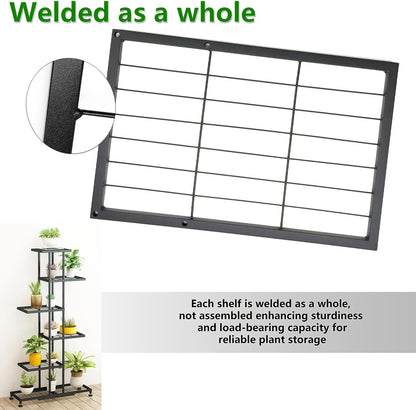 Metal Plant Stand, 6 Tier 12 Potted, Upgrade Multiple Plant Rack Shelf Organizer, Indoor Planter Display Shelving Unit for Patio Garden Corner Balcony Living Room