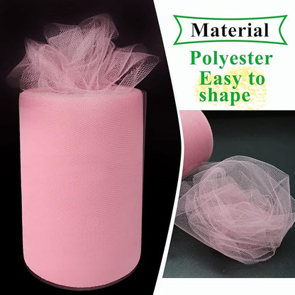 Pink Tulle Fabric Rolls 6 Inch by 100 Yards (300 feet) Fabric Spool Tulle Ribbon for DIY Pink Tutu Bow Baby Shower Birthday Party Wedding Decorations Christmas Craft Supplies