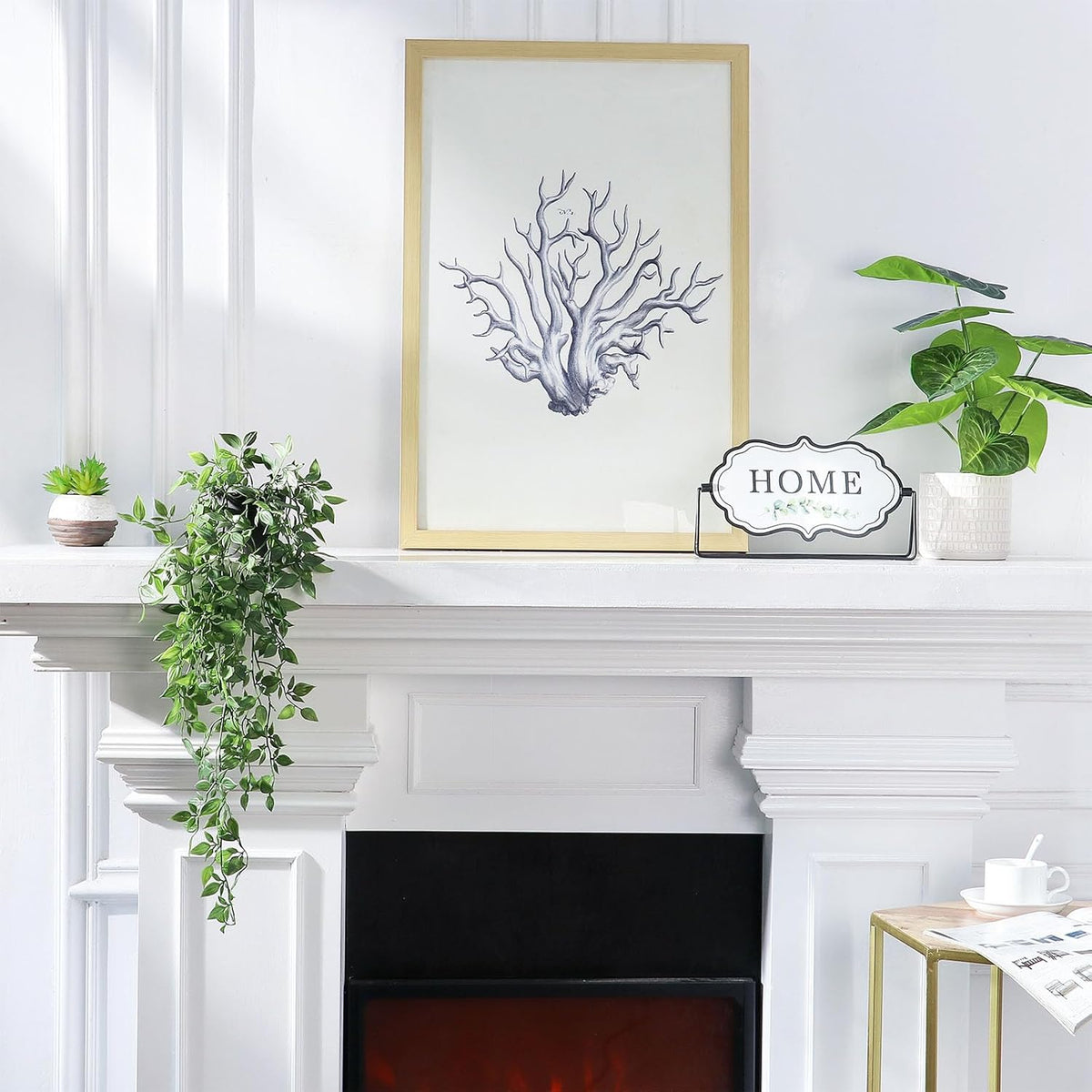 Fake Hanging Plants Artificial Small Potted Plants Mandala Leaves Faux Vines Indoor Greenery Plant for Living Room Shelf Decor (1 PCS)