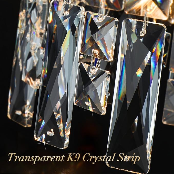Chrome Crystal Chandelier, Modern Luxury Round Dining Room Chandeliers Over Table，6 Lights Chrome Ceiling Pendant Lighting for Dining Room Bedroom Entryway Foyer Staircase