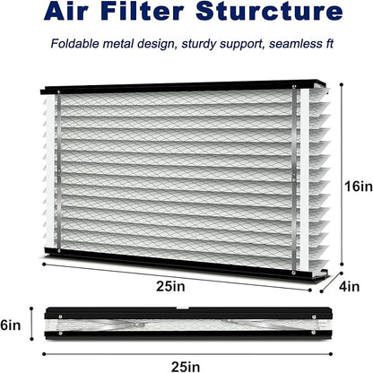 2-Pack 410 Air Filter Replacement Compatible with AprilAire Whole House Air Purifiers,Models 1410, 1610, 2410, 2416, 3410, 4400, MERV 11, Size: 16x25x4 Pleated HVAC AC Furnace Filter