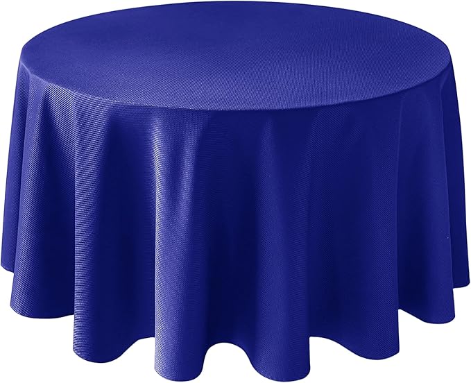 Biscaynebay Textured Fabric Round Tablecloths 90", Royal Blue Water Resistant Table Cloths Circle Folding Table Covers Linen for Dining, Kitchen, Wedding, Parties etc. Machine Washable
