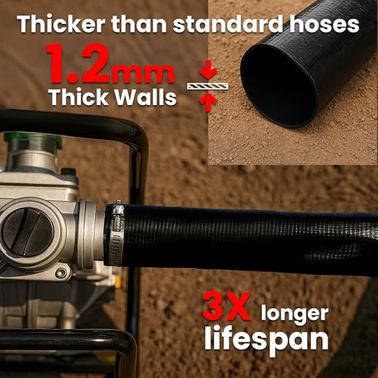 XtremepowerUS Backwash Hose Extra Heavy-Duty Pool Drain Hose 1.5" x 100 ft – 47 MIL Thickness Drain Hose with Clamp for Filter Pump or Sump Discharge