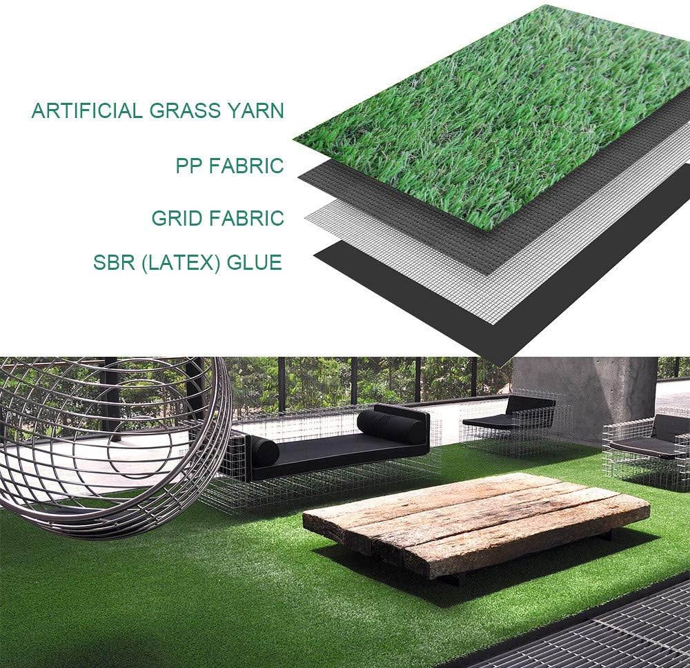 Petgrow Synthetic Artificial Grass Turf Lawn 8 x 37ft, 1.38" Outdoor/Indoor Fake Grass Rug Astroturf for Dogs,Faux Grass Rug with Drainage Holes/Custom Size Provided