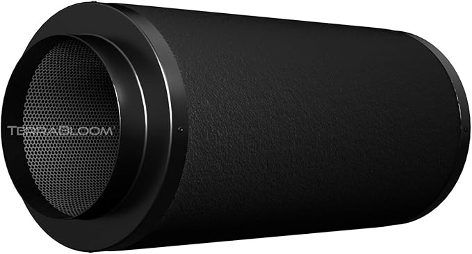 TerraBloom 6" x 24" Carbon Filter for Grow Tent - 46mm Activated Charcoal Air Filter - Maximize Airflow with 550 CFM - Premium Carbon Air Filter & Charcoal Filter for Homes & Commercial Applications