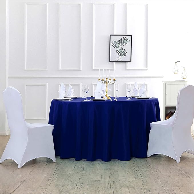 132 inch Round Tablecloth Washable Polyester Table Cloth Decorative Table Cover for Wedding Party Dining Banquet（132 inch,Royal Blue）