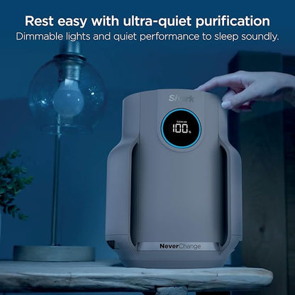 Shark Air Purifier for Home, NeverChange Compact Pro, for Bedroom, Nursery, Home Office, Dorm, HEPA-Exceeding Filter, Captures Pollutants, Pet Dander, Dust, Odor, Smoke, and More, HP071BRN, Winter Fog